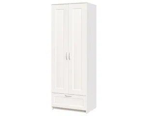 Шкаф распашной Сириус 2-х створчатый 1 ящик, 2200х780х590 (ВхШхГ), (белый)