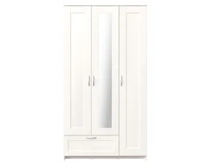 Шкаф Сириус 3-х створчатый 1 ящик, 2200х1170х590 (ВхШхГ), (белый, с зеркалом). Артикул: 