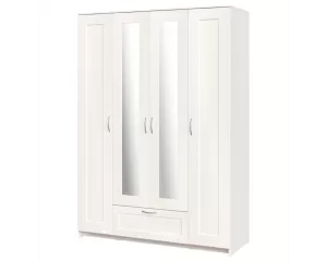 Шкаф Сириус 4-х створчатый 1 ящик, 2200х1560х590 (ВхШхГ), 2.02.01.520.1 (белый, с 2 зеркалами)