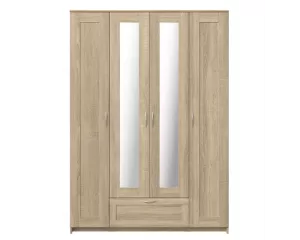 Шкаф Сириус 4-х створчатый 1 ящик, 2200х1560х590 (ВхШхГ),  2.02.01.520.3 (сонома, с 2 зеркалами)