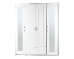 Шкаф распашной Сириус 4-х створчатый 1 ящик с 2-мя зеркалами, 1900х1561х502 (ВхШхГ), (белый)