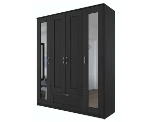 Шкаф распашной Сириус 4-х створчатый 1 ящик с 2-мя зеркалами, 1900х1561х502 (ВхШхГ), (дуб венге)