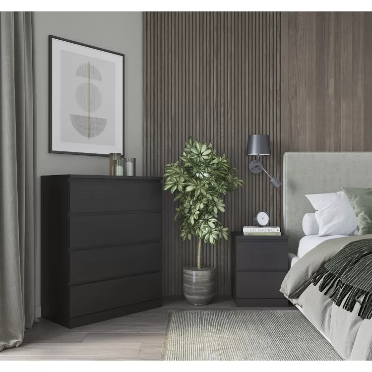 Комод Варма 2 чёрны ясень шпон (аналог IKEA)