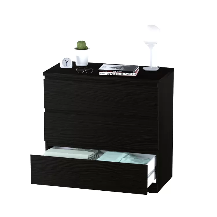 Комод Варма 3 чёрный ясень шпон (аналог IKEA)