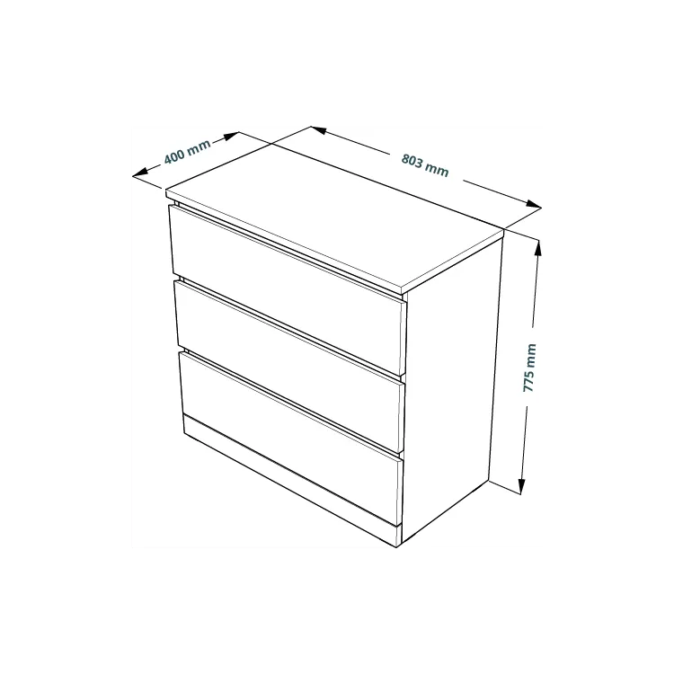 Комод Варма 3 чёрный ясень шпон (аналог IKEA)