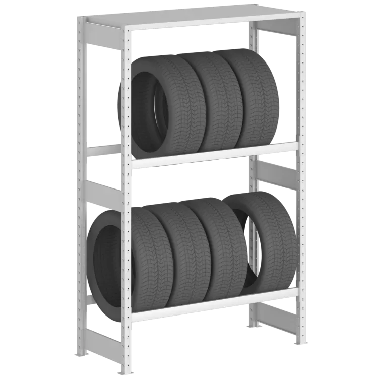 Стеллаж для хранения шин серии "Эконом", 2000×1500×500 (В×Д×Г), 2 уровня / 1 полка