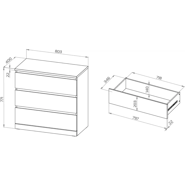 Комод Варма 3 белый пигмент (аналог IKEA)