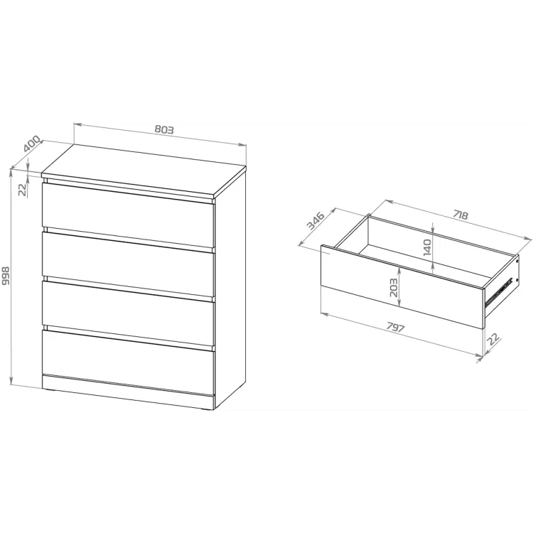 Комод Варма 4 белый пигмент (аналог IKEA)