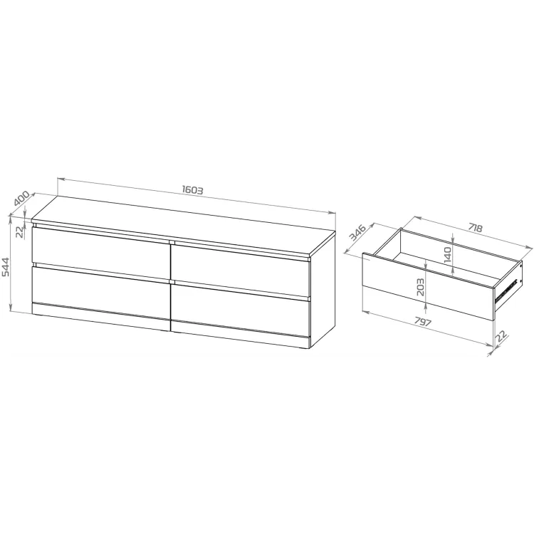 Комод Варма 4 Д дуб белёный шпон (аналог IKEA)
