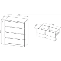 Комод Варма 4 дуб белёный шпон (аналог IKEA)