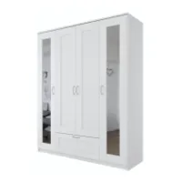 Шкаф распашной Сириус 4-х створчатый 1 ящик с 2-мя зеркалами, 1900х1561х502 (ВхШхГ), (белый)
