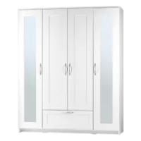 Шкаф распашной Сириус 4-х створчатый 1 ящик с 2-мя зеркалами, 1900х1561х502 (ВхШхГ), (белый)